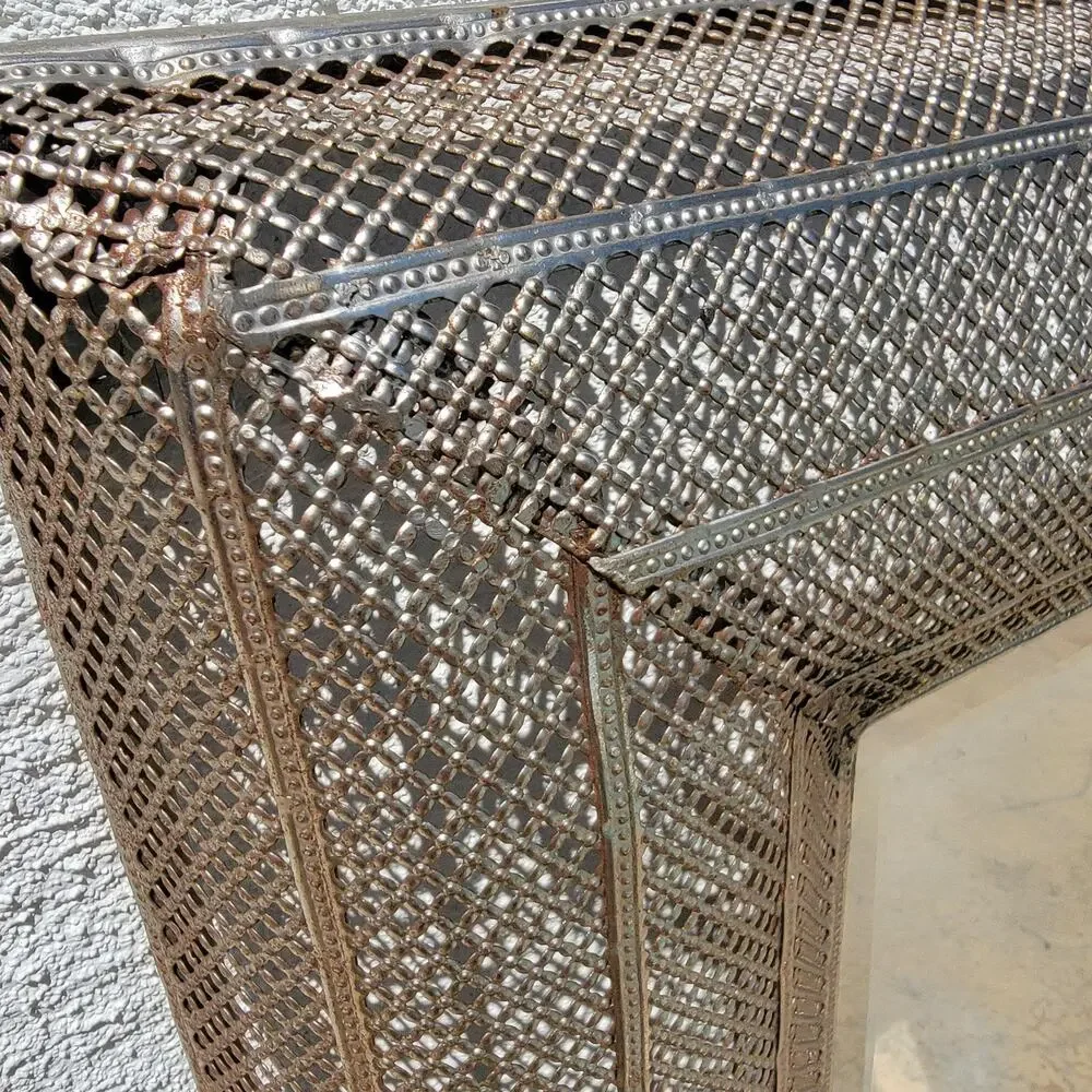 Unique Artistic Metal Mesh Mirror 51x28 Vintage Industrial Luxe Wall Decor